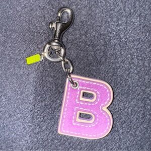 Coach Pink B Keychain with Silver Accents